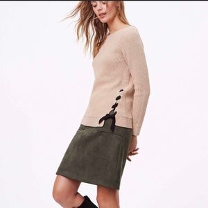 Loft Side Tie Ribbed Boatneck Sweater.